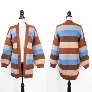 NWT Storia Striped Chunky Longline Cardigan, Size Medium